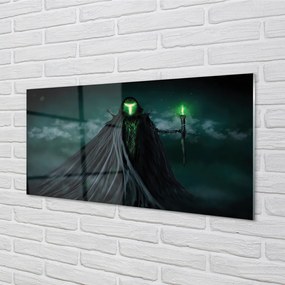 Quadro in vetro acrilico Forma oscura di fuoco verde 100x50 cm