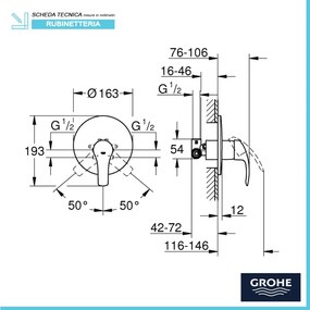 miscelatore doccia grohe eurosmart cromo completo di corpo da incasso