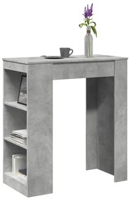 Tavolo bar con rastrelliera grigio 95x47x103,5 cm multistrato