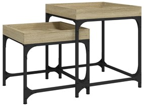 Tavolini 2 pz rovere sonoma in legno multistrato