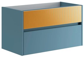 Mobile da bagno sotto lavabo Niwa blu laccato opaco L 89.5 x H 50 x P 45.5 cm 2 cassetti, lavabo non incluso