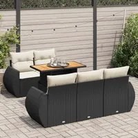 Set Divano da Giardino 6 pz con Cuscini Nero in Polyrattan 3327213