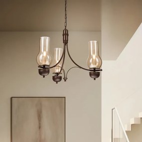 Brilagi - LED Lampadario a sospensione con catena COTTAGE 3xE14/40W/230V quercia/marrone