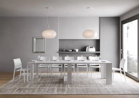 Consolle in legno nobilitato ELIA allungabile fino a 302 cm Bianco Frassino allunghe interne