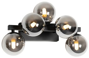 Applique moderna nera con vetro fumé 5 luci - Bianca