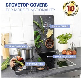 Set di 2 copri stufe in vetro grigio Herbs Universal - Wenko