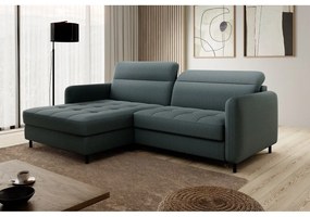 Divano angolare verde polveroso allungabile/con contenitore (con penisola a sinistra/con chaise lounge) e rivestimento in velluto Gomsi – ELTAP