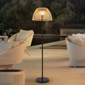 Lucande Piantana LED Eligio, bambù, Ø 39 cm, RGB Eligio Lucande, dimmerabile, Legno chiaro, Alluminio, Campagna / Rustiche, Lampade solari