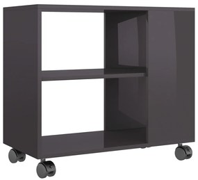 Tavolino da salotto grigio lucido 70x35x55 cm legno multistrato