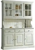 Cristalliera 3 porte legno massello shabby bianco invecchiato l.147 p.43 h.195 - Mobili 2G