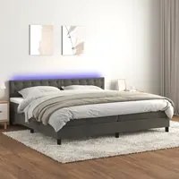 Letto a Molle con Materasso e LED Grigio Scuro 200x200 cm 3134664