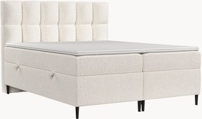 Letto boxspring in ciniglia fatto a mano con contenitore Ombre, H3