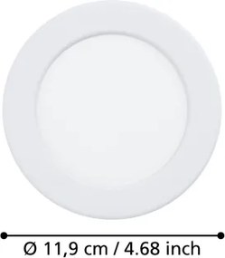 Eglo 901417- LED Plafoniera da incasso per bagno FUEVA LED/6,3W/230V Ø 11,9 cm IP44 bianco