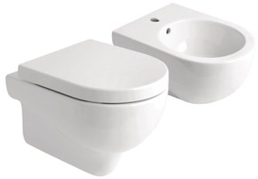 Coppia Di Sanitari Sospesi Azzurra Ceramica "Mini Nuvola" Bianco Lucido