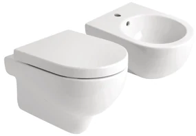 Coppia Di Sanitari Sospesi Azzurra Ceramica "Mini Nuvola" Bianco Lucido