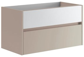 Mobile da bagno sotto lavabo Niwa beige laccato opaco L 89.5 x H 50 x P 45.5 cm 2 cassetti, lavabo non incluso