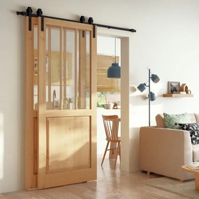 Sistema scorrevole in acciaio nero verniciato a polvere per anta in legno, L 186 x H 29 cm