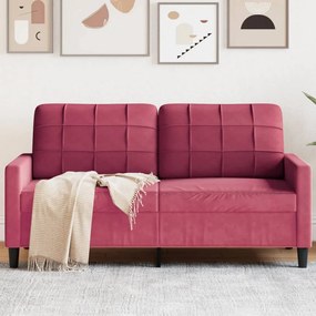 Divano A 2 Posti Rosso Vino 140 Cm İn Velluto /