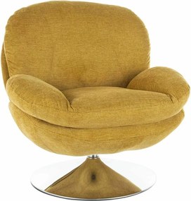 Poltrona Brigitte Brego in tessuto curry Brego con struttura in metallo cromato e seduta girevole – 77x87x83 cm