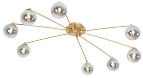 Plafoniera moderna oro 8 luci con vetro fumé - ATHENS