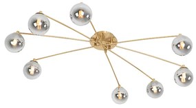 Plafoniera moderna oro 8 luci vetro fumé - ATHENAS