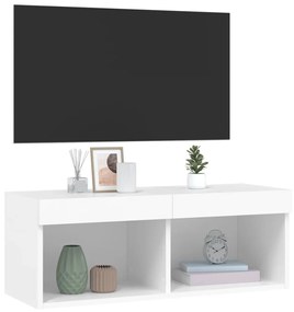Mobile Porta TV con Luci LED Bianco 80x30x30 cm