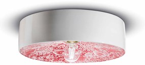 Plafoniera Grande Vintage Decò Pi Ceramica Ming Rosso 1 Luce E27