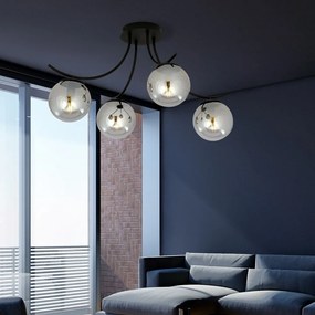 Lampadario da Soffitto in Acciaio e Vetro BOSTON 4 Nero 4xE14 Colore delle Sfere Grafite