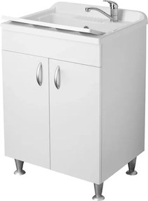 Mobile lavatoio 60 x 50 in legno nobilitato con asse e kit di scarico incluso Fedra