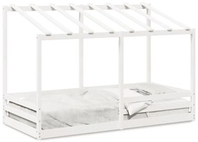 Letto Bambini Con Tetto Bianco 100x200 Cm Legno Massello Pino /