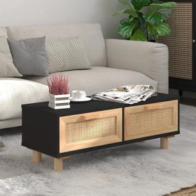Tavolino Nero 80x40x30 Cm Legno Multistrato E Massello Di Pino /