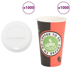 Tazze Da Caffè İn Carta Con Coperchi 1000 Pz 16oz 400 Ml /