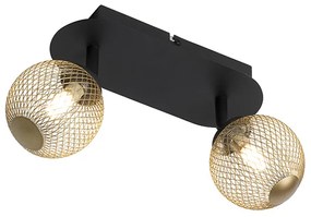 Faretto nero con oro 2 luci - Athens Wire