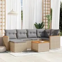 Set Divano da Giardino 7 pz con Cuscini Beige Misto Polyrattan 3226185