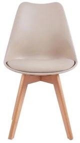 Sedia Nordica Marrone Khaki Con Gambe In Legno E Cuscino Design Moderno