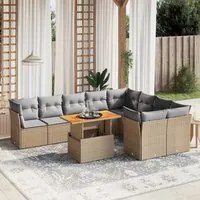 Set Divano da Giardino 10 pz con Cuscini Beige in Polyrattan 3271010