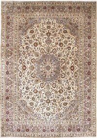 Kashan Tappeto 350x250 Beige (Iran) Annodato A Mano