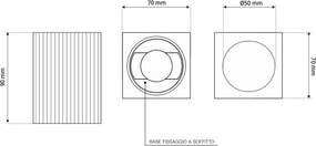 Plafoniera Quadrata 70x70mm h90mm GU10 in Gesso Rigato
