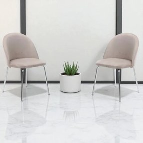 Sedia da pranzo in velluto Tortora con gambe in metallo Cromo - PARIS 2 sedie