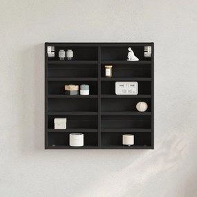 Armadietto Con Vetrina Nero 60x8,5x58 Cm İn Legno Multistrato /