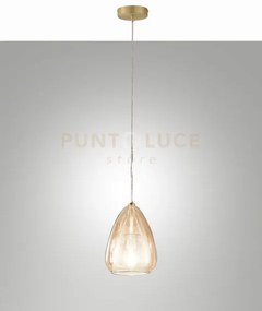 Britton lampadario a sospensione in vetro ambra  d.22cm 1 luce atta...