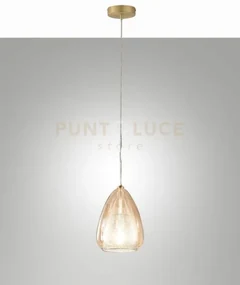 Britton lampadario a sospensione in vetro ambra  d.22cm 1 luce atta...
