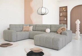 Divano angolare componibile marrone chiaro allungabile/con contenitore (con penisola a sinistra) Lulu – Miuform