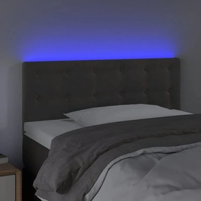 Testiera a led grigio scuro 100x5x78/88 cm in velluto