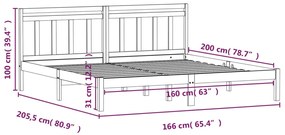 Giroletto Grigio in Legno Massello di Pino 160x200 cm