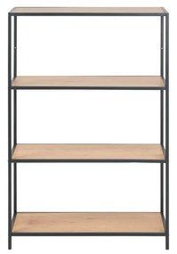 Libreria nera-color legno naturale effetto rovere 77x114 cm Seaford - Actona