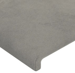 Testiera a led grigio chiaro 147x16x118/128 cm in velluto
