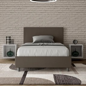 Letto una piazza e mezza con rete imbottito 120x200 similpelle cappuccino Adele