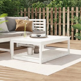 Tavolo da giardino bianco 121x82,5x45 cm legno massello di pino