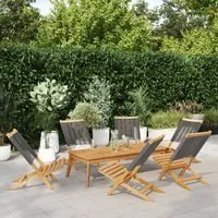 Sedie da Giardino Pieghevoli 6pz Grigie Legno Massello Acacia 3214632